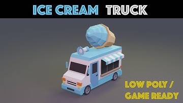 Icecream Truck (3D Low poly / Game ready) Blender / EEVEE