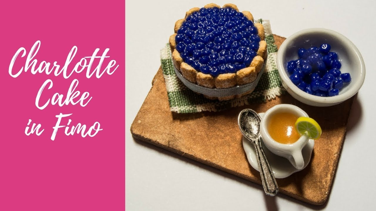 Tutorial: Charlotte cake con mirtilli in fimo (blueberries Charlotte cake in polymer clay) [eng-sub]