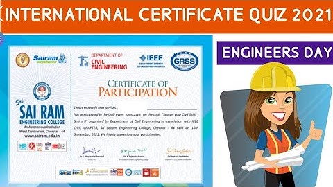 Engineers Day Quiz With Certificate l MCQs On Engineers Day With Free Practice and Certificate