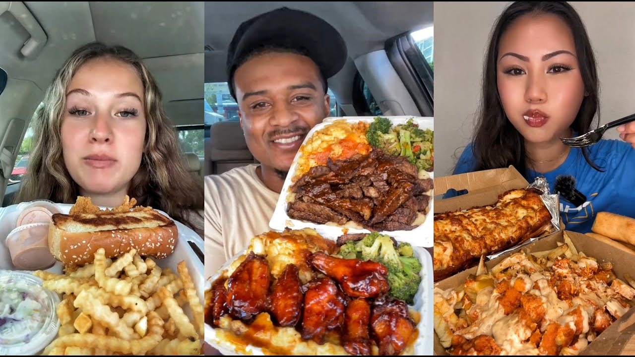 tiktok mukbang compilation 23 | Chipotle burrito, wingstop, raising canes and more!