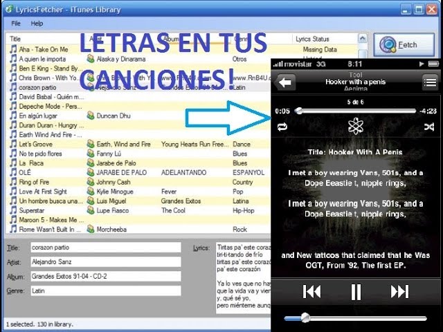 Letras do iTunes para o iPods e iPhones