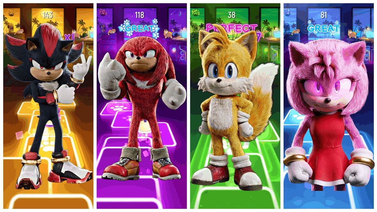 Sonic Tails Knuckles Amy 🎵 Tiles Hop Music Challenge