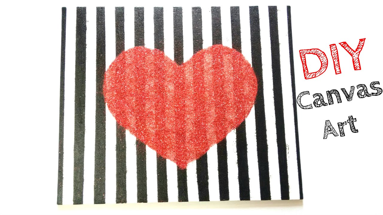 Canvas Art Tutorial Glitter Heart YouTube