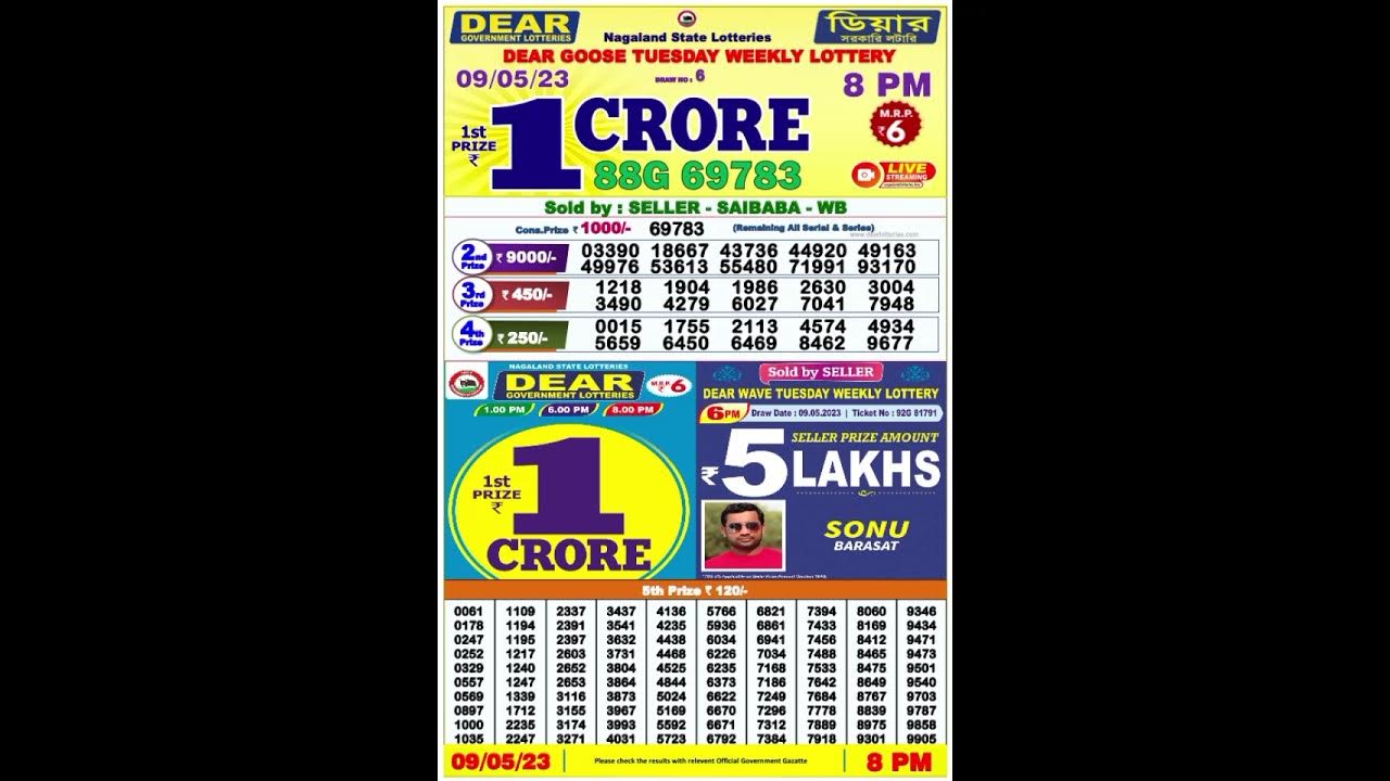 dear lottery samdad live today result 8pm 09.05.2023 Night lottery