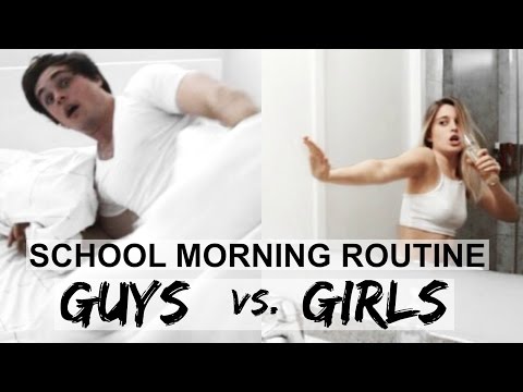 to escape or avoid SCHOOL MORNING ROUTINE | Guys vs. Girls