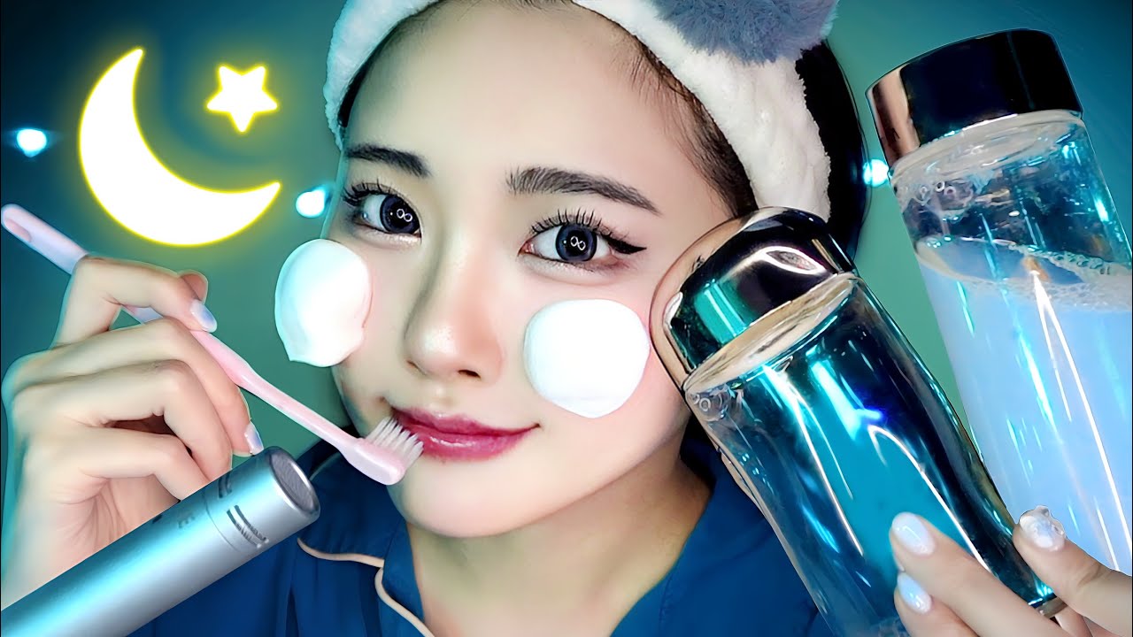 ASMR Ночная рутина перед засыпанием🌛💤(шепот/снятие макияжа/уход за кожей)