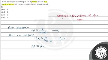 If the de-Broglie wavelengths for a proton and for a \( \alpha \)-particle are equal, then the r...