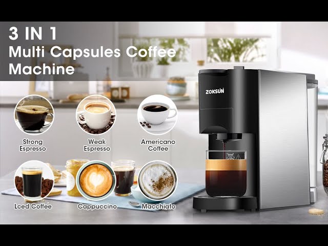 Espresso Pod Machine, 3 in 1 Coffee Machine for Nespresso Capsules  OriginalLine, Dolce Gusto Coffee Pods and Ground Espresso, 19 Bar, Black 