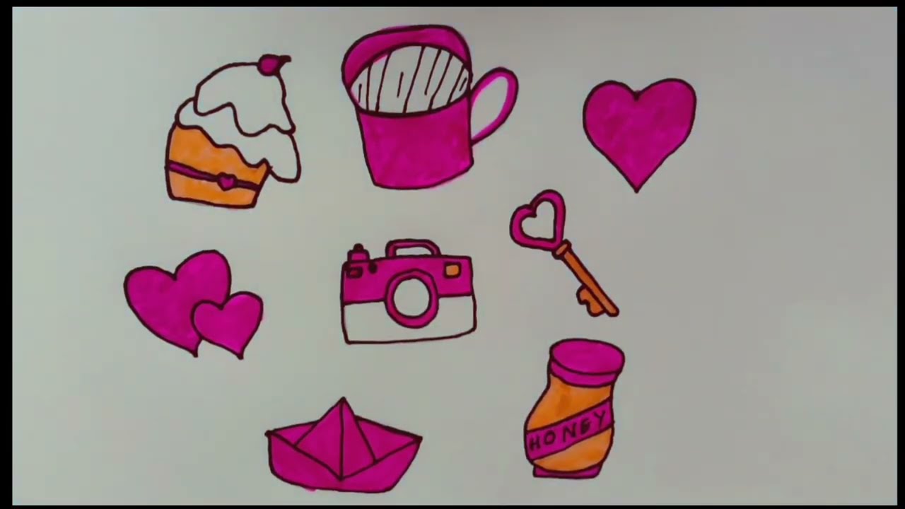 💖 Pink Valentine's Clipart Drawing | Easy Love Art Tutorial  | Aayang Drawing 