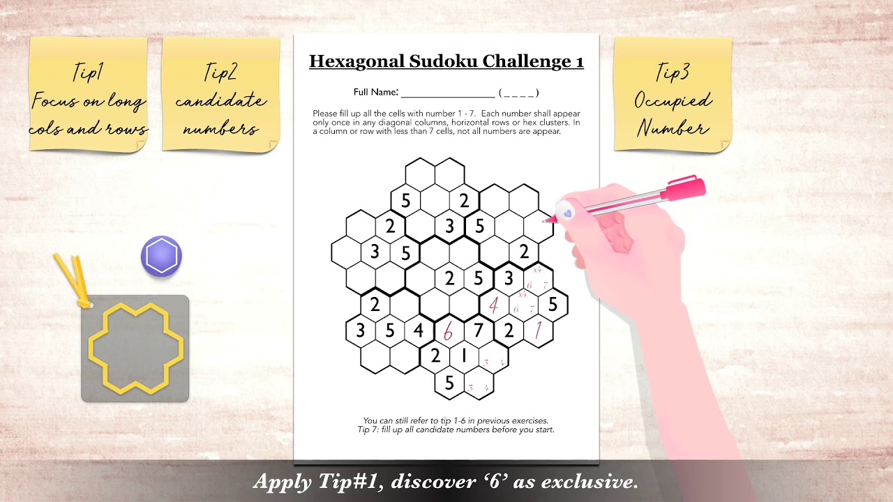 Puzzle solving demonstration - Hexagonal Sudoku (1)