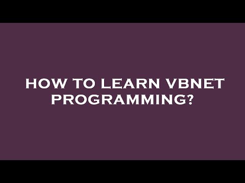 How to learn vbnet programming?