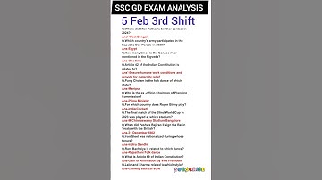 SSC GD EXAM ANALYSIS 2025|5 Feb 3rd Shift|SSC GD paper analysis today#sscgd#ssc#shorts#gkgsforssc