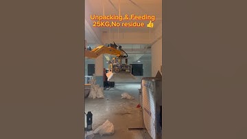 Unpacking & Feeding, 25KG,no residue 👍#palletizer #stacking #manufacturing #pallet#factory #robot