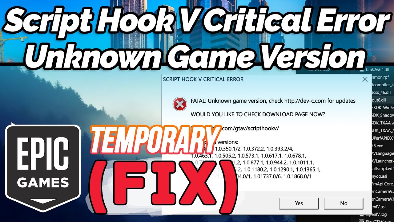 Script hook v critical error. Script Hook v critical Error GTA 5. Fatal Error Unknown game Version GTA 5. Script Hook 5 critical Error.