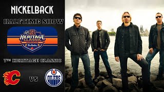 Nickelback Performs Live At End of Second Period At 2023-24 Heritage Classic At Commonwealth Stadium