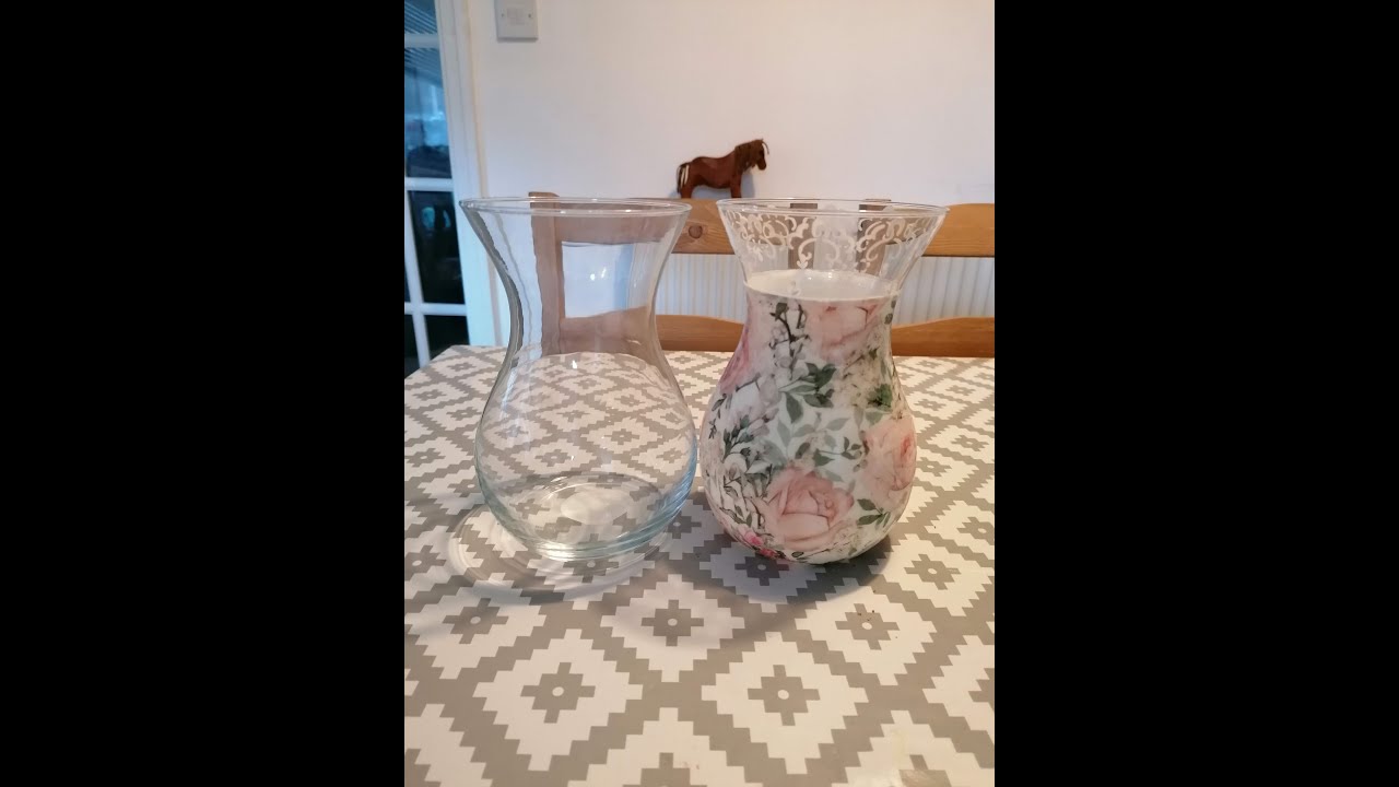 How to decoupage and stencil on a glass vase