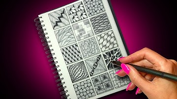 15 Zentangle Patterns for Beginners 🌸 Relaxing Drawing Tutorial