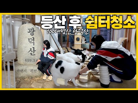 100대명산 광덕산 등산하고 유기묘쉼터 <strong>청소하는</strong> 브이로그