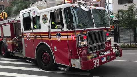 FDNY LADDER 16 & FDNY ENGINE 39 RESPONDING TO A CALL ON EAST 77TH STREET ON THE EAST SIDE OF NYC.