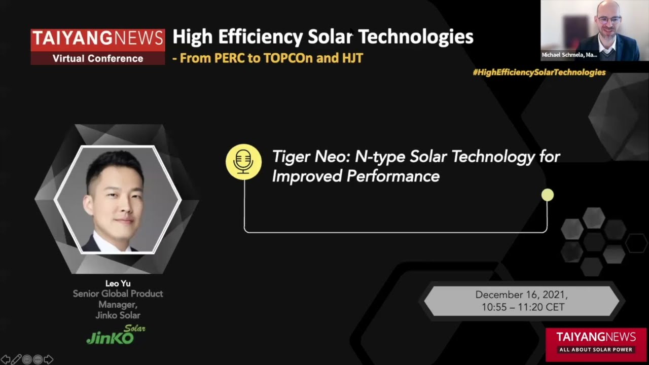 JinkoSolar introduced Tiger Neo N-type TOPCon module at TaiyangNews conference