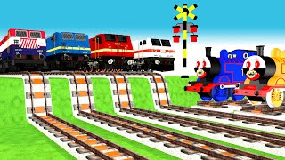 【踏切アニメ】あぶない電車 TRAIN vs Ms PACMAN | Fumitrain Railroad Crossing Animation #train