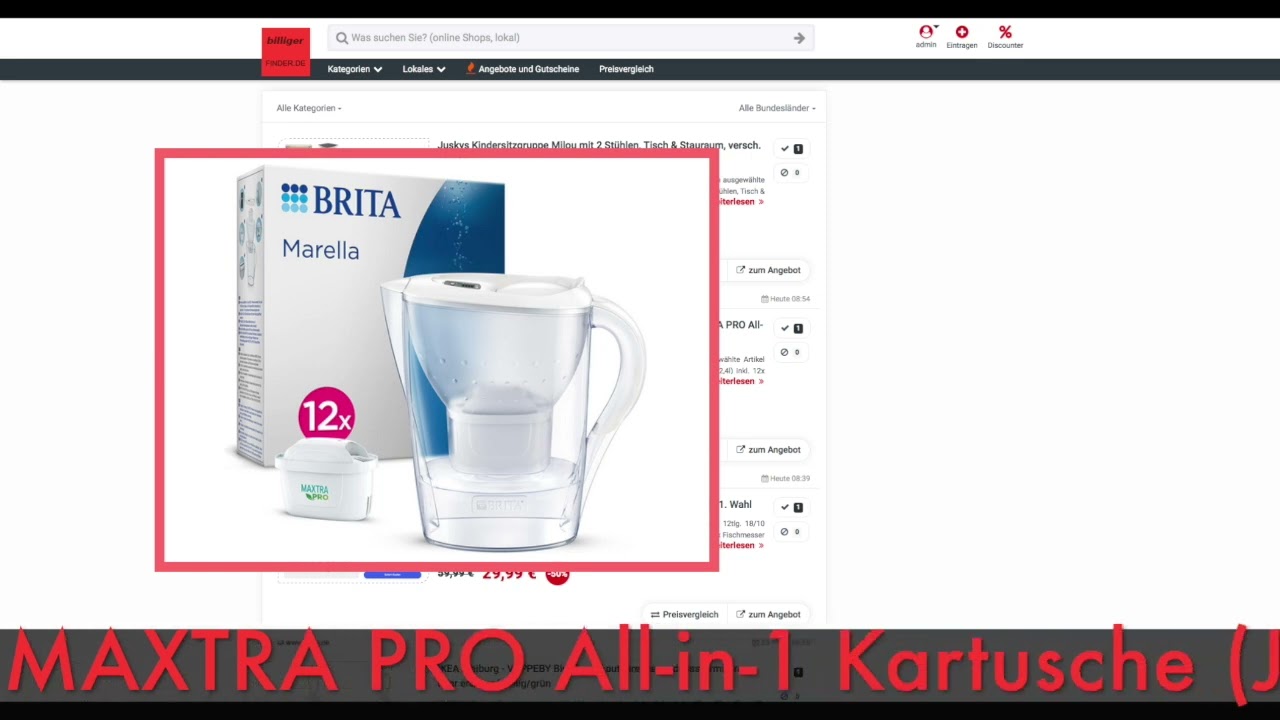 Schnäppchen des Tages 25.11.24 - BRITA Kanne Marella inkl. 12x MAXTRA PRO All-in-1 Kartusche Set