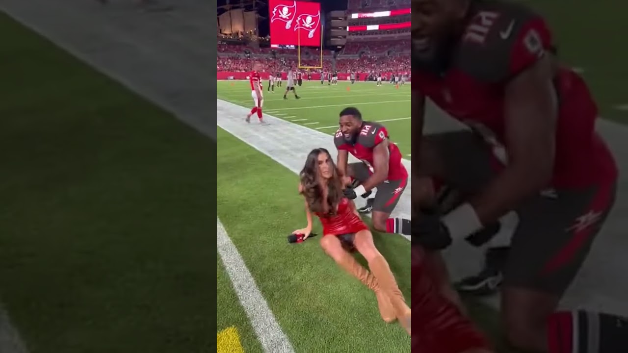 NFL reporter gets smoked with a football on the sidelines interviewing a player