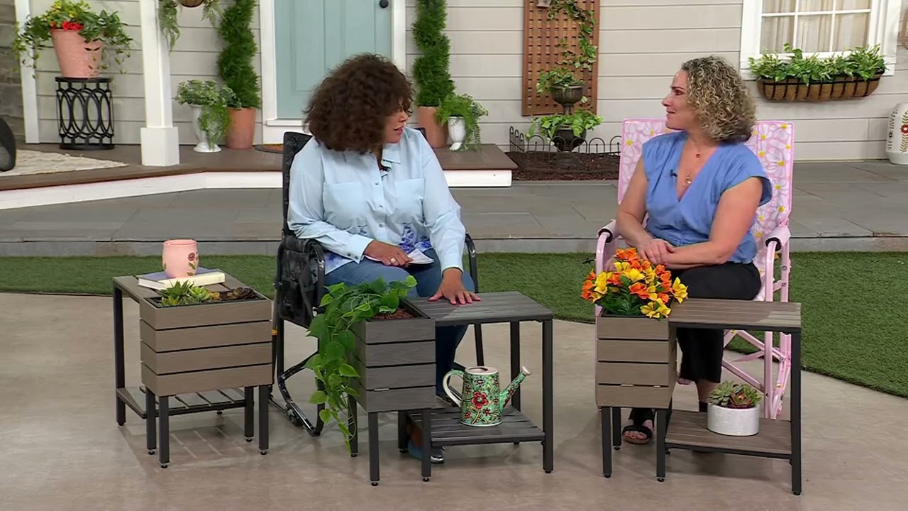 ATLeisure Outdoor Side Table with Built-in Planter on QVC