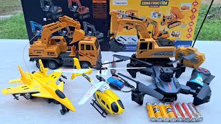 Rc Excavator Contruction,Rc Helicopter,Rc Plane and Drone Radio Controller Unboxing Fly Test