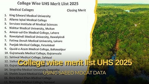 College wise uhs merit list 2025 using saeed mdcat data ( credit goes to them)