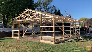 24x32 pole barn under construction in town.