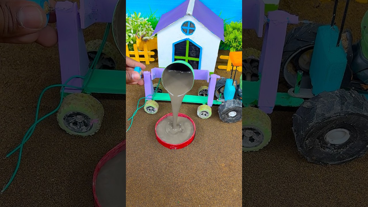 😱 Tiny Tractor Doing Real Cement Work | DIY Mini Project 