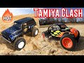 Tamiya squash van vs blitzer beetle battle in the dirt