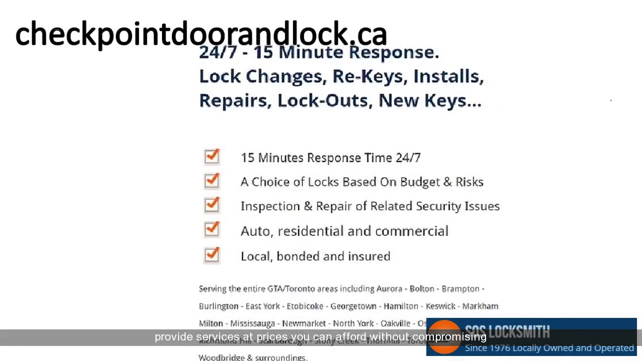 Locksmith in Oakville http//checkpointdoorandlock.ca (647) 4963428