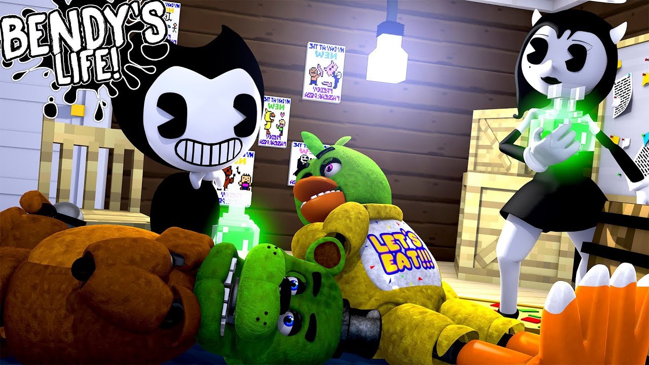 Minecraft BENDY'S LIFE-BENDY AND ALICE ANGEL POISON CHICA AND FREDDY FAZBEAR !!!