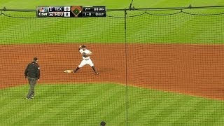 TEX@HOU: Dominguez field grounder, starts double play