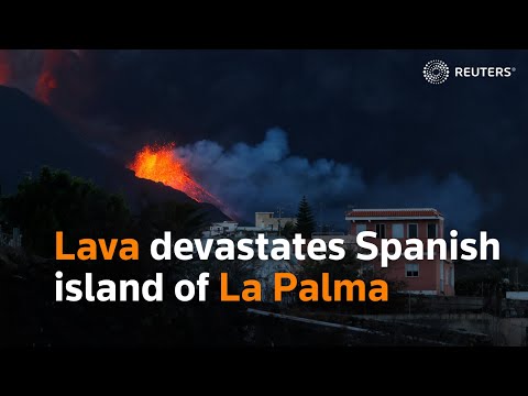 Devastation caused by lava on Spanish island of La Palma