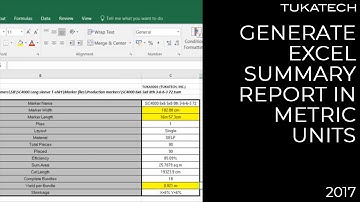 Excel Summary Report (Change Units) | CAD Marker Making Tutorial | TUKAtip - TUKAmark (2017)