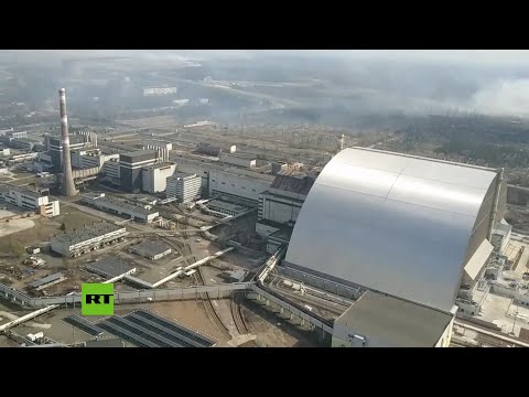 Vista aérea de la planta nuclear de Chernóbil 34 años después de la catástrofe