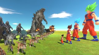 Goku Of Evolution VS Godzilla + Burning Godzilla  Animal Revolt Battle Simulator