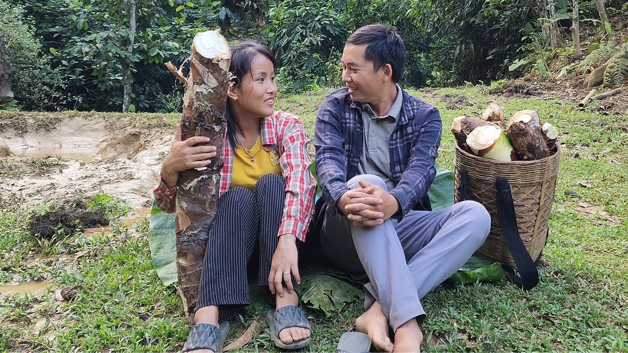 Девушка пошла в лес собирать урожай. Она построила новую жизнь с добрым человеком.