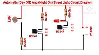 Automatic (Day Off) And (Night On) Street Light Circuit Diagram Using Bc547