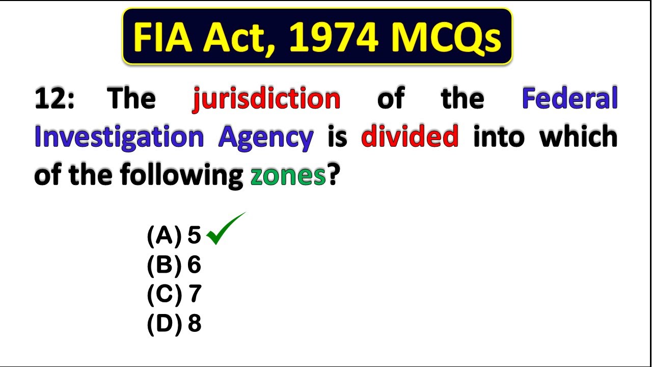 FIA Act 1974 MCQs | FIA Past Papers | Assistant, ASI, Inspector, Constable, LDC, UDC | Part 01