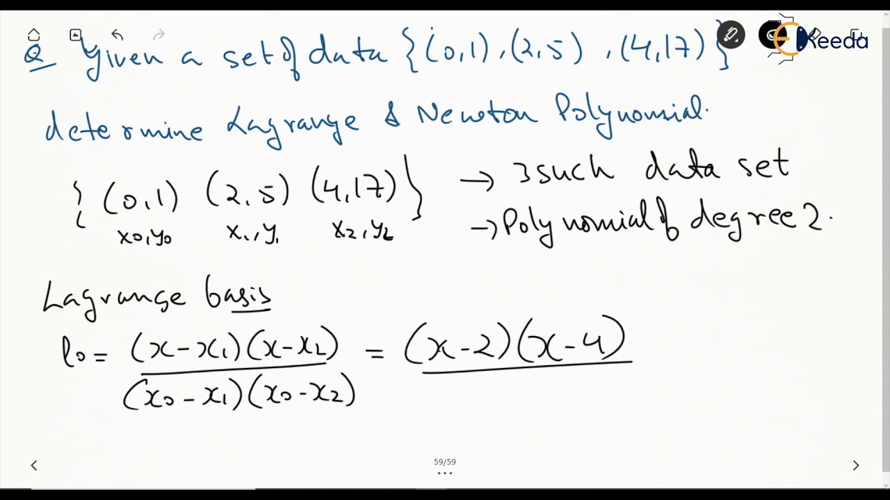 NUMERICAL METHOD LAGRANGE & NEWTON POLYNOMIAL QUESTION 1 PART 1 - YouTube