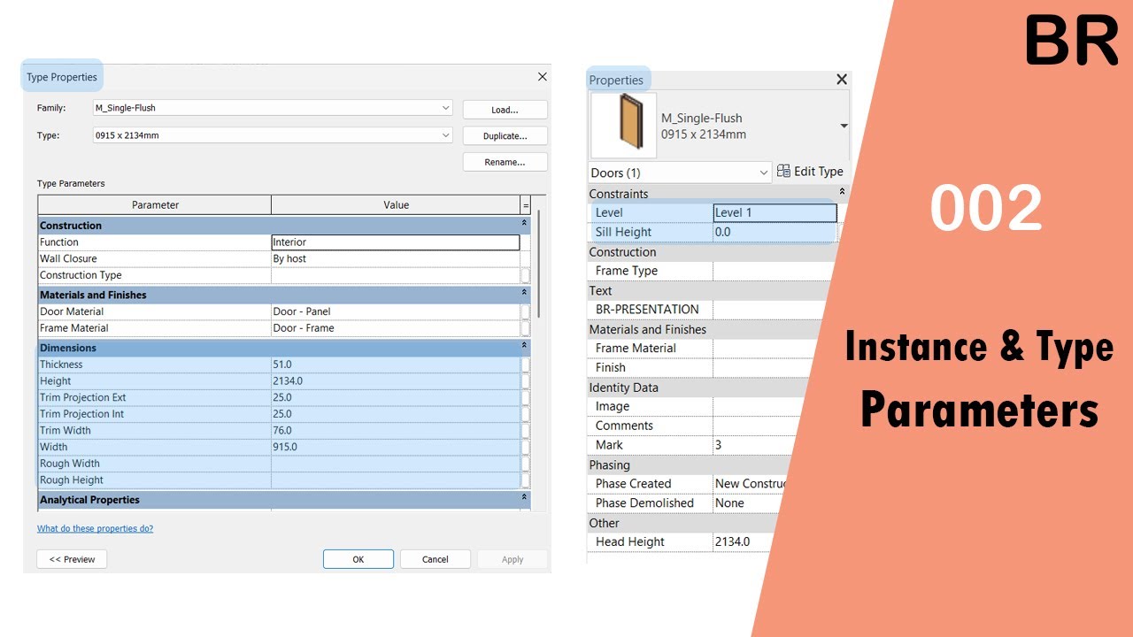 Revit Course | 002 | Instance and Type Parameters - YouTube