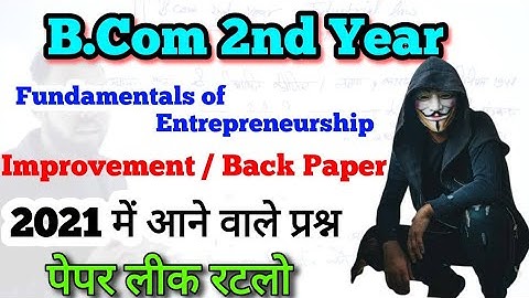 B com 2nd year fundamentals of entrepreneurship paper 2021, BCom By Paper Hacker, #shorts #status