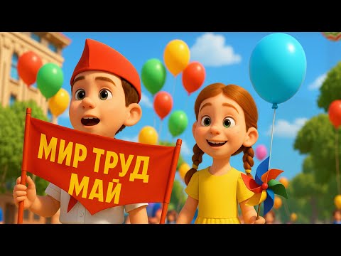 Детская песня ко Дню Весны и Труда | Песенка про 1 Мая для детей | Первомай шагает с нами