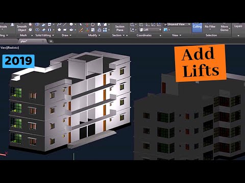 autocad-house-design-(3d)--part-11--adding-lift-and-the-roof-(2019)