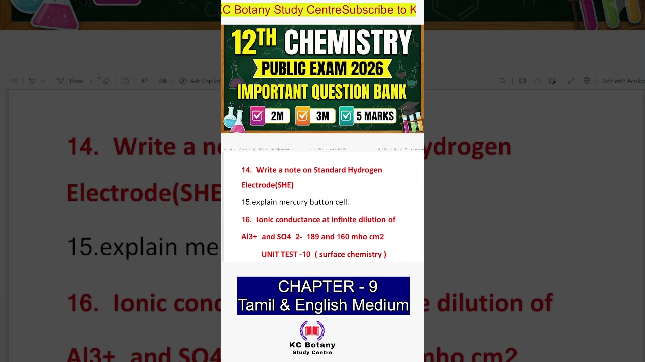 12th Chemistry Most Repeated Questions | Public Exam 2026 | Important Compulsory Problems Chapter 9