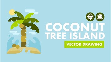 COCONUT TREE ISLAND || DRAWING FLAT WITH INKSCAPE || VECTOR ARTWORK || AZAZYN